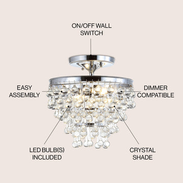 Toronto Metal/Crystal LED Flush Mount - JONATHAN Y